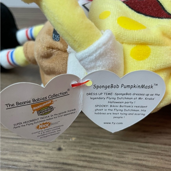3 FOR $25: Authentic TY Beanie Babies SpongeBob SquarePants PumpkinMask, NWT - Picture 3 of 3